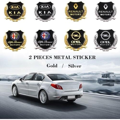 2pcs 3D Metal Car Styling Side Door Badge Stickers Emblem Decals For MAZDA Chevrolet Skoda NISSAN Ford Toyota Hyundai Land Rover