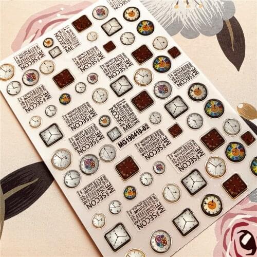 MG190410-02 Table clock English alphabet 3D Back glue Nail decal Nail sticker Nail decoration Nail art Nail tool Nail ornament