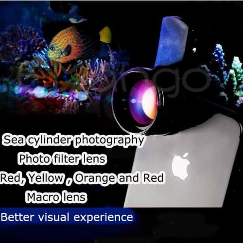 Seawater coral cylinder photography lens sea aquarium blue light cylinder filter yellow orange macro three lens with macro filt