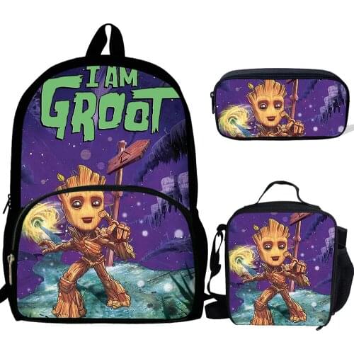 2020 New Cartoon Groot School Bags For Teenagers Girls Children Backpack 3pcs/Set Mochila Boys Cute Schoolbag Child