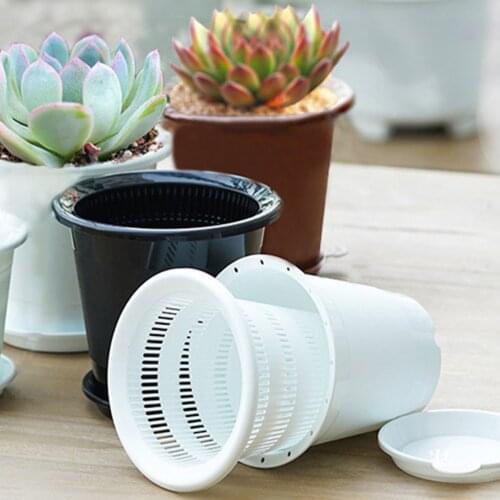 New Drainage Slotted Hole Succulents Orchid Flower Inner Outer Pot Container Home Office Decor Planter Desktop Flower Pots