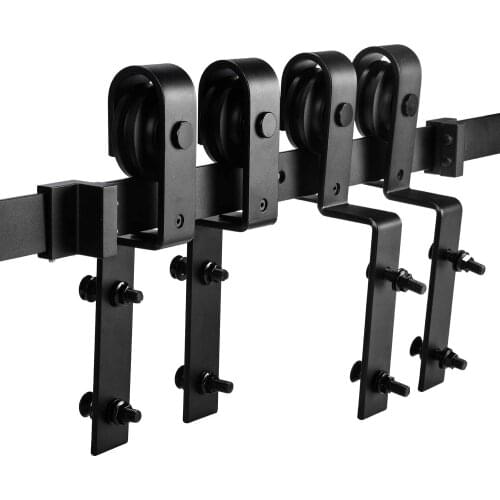 Bypass Double Sliding Barn Door Hardware Kit Single Track Fit Double 48" Wide Door in 5-12FT Track Bypass Kit