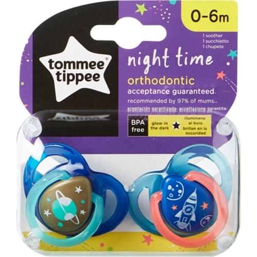 Tommee Tippee Orthodontic Night Pacifier 2'li 0-6 Month