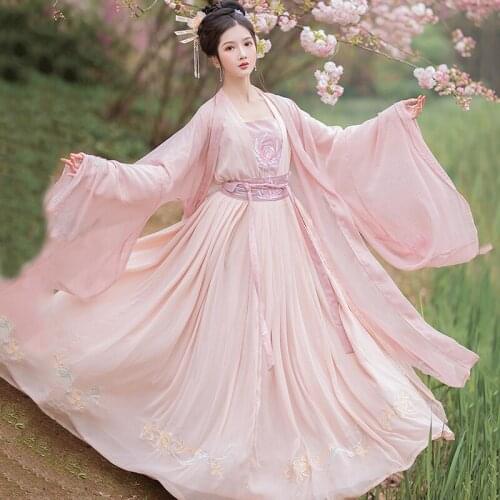 Hanfu Dress Women Chinese Oriental Costumes Ancient Fairy Princess Qing Dynasty Clothes Lady Traditional Folk Dance Wear DN6368