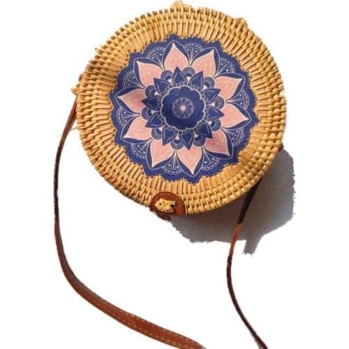 Woven Rattan Round Bamboo Bag Straw Shoulder Bag Small Beach HandBags Women Summer Hollow Handmade Messenger Crossbody