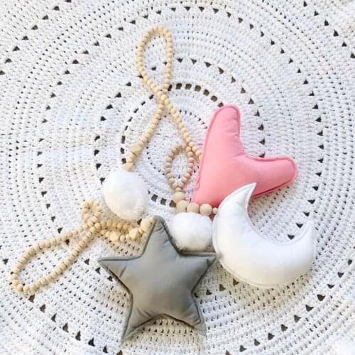 Nordic Stars Moon Hairball Beaded Hanging Decorations Kids Room Game Tent Bed Mantle Decorative Shopwindow Wall Hanging Ball