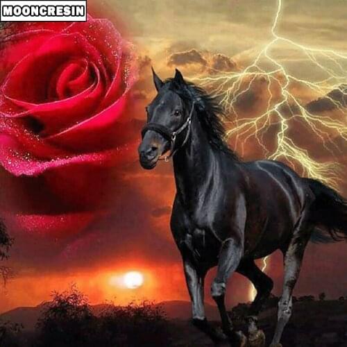 Full Round/Square 5D Diy Diamond Painting Horse Diamond Embroidery Cross Stitch Flowers Rose Mosaic Picture Decoration Home