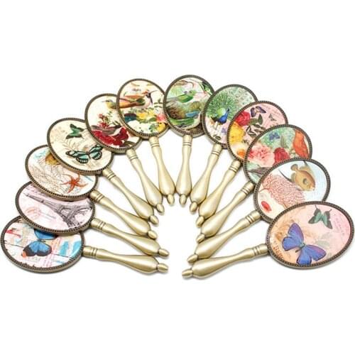Popular handle mirror make-up mirror womens hand mirror portable dental tattoo retro lace beauty mirror