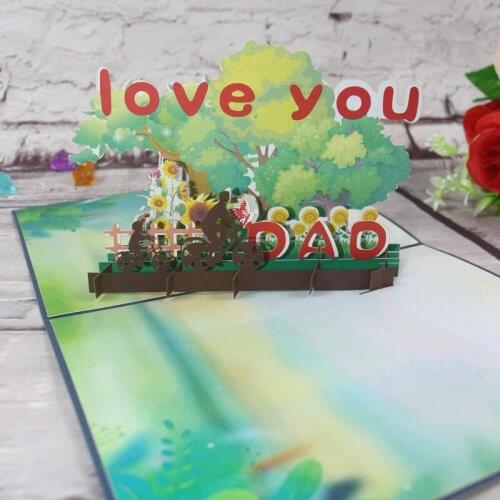 3D Laser Cut Handmade Father Kids Bicycle Riding Love You Dad Paper Invitation Greeting Cards Thanksgiving Fathers Day Gift