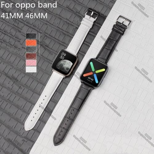 Genuine Leather Watchbands for OPPO Watch 46MM 41mm Strap Band Steel Pin Buckle Band Strap High Quality Wrist Belt Bracelet