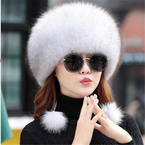 Star Fur Genuine Silver Fox Luxury Fur Hat Ms Fox Fur Hat Lei Feng Cap Ear Cap Fur Necessary Hat Bomber Hats With Leather Tops