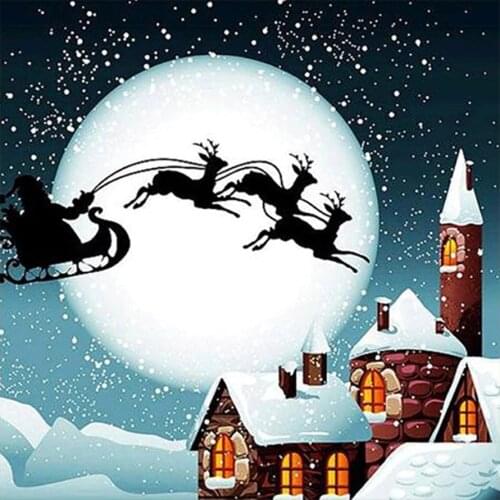 Christmas Sleigh With Gifts Diamond Painting Round Full Drill Cartoon DIY Mosaic Embroidery 5D Cross Stitch Scenic Images