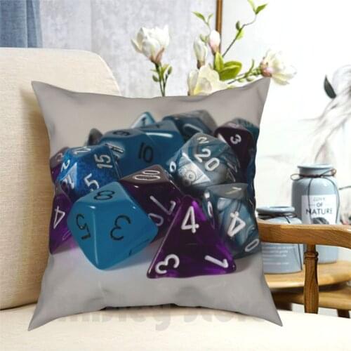 Silver Blue Purple Dice Pillow Case Printed Home Soft DIY Pillow cover And Dice Games Rpg D20 Pathfinder Geek Gamer Nerd