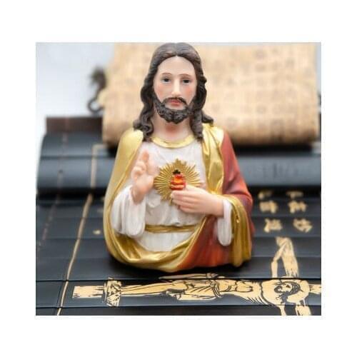 Catholic sacred statue of the Sacred Heart of Jesus, car decoration interior resin prayer room table set gospel wedding gift