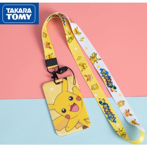 TAKARA TOMY Pokemon Pikachu Cartoon Student ID Universal Card Holder Hanging Neck Card Holder