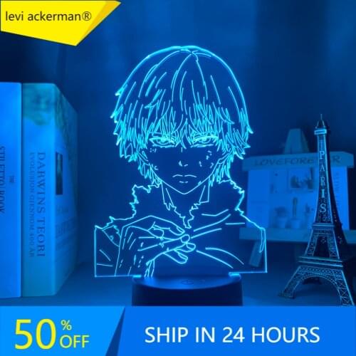 Tokyo Ghoul Ken Kaneki 3d Lamp for Bedroom Decor Nightlight Cool Birthday Gift Acrylic Led Night Light Anime Tokyo Ghoul