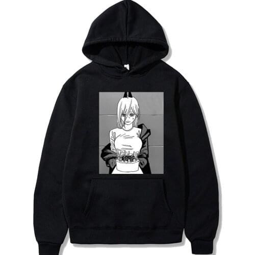 2021 Harajuku Hoodie Chainsaw Man Power Anime Clothes Loose Hoody Harajuku Teenagers Clothes Hot Funny Manga Chainsaw Man