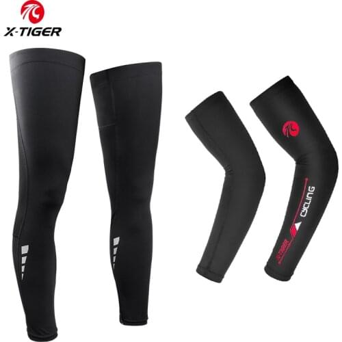 X-TIGER Cycling Leg Sleeves MTB Arm Covers Summer Ice Fabric Breathable Bicycle Arm Warmers Running Hiking Riding Sports Leg Set