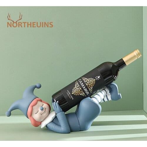 NORTHEUINS Resin Cute Clown Wine Rack Figurines For Interior Nordic Modern Creative Statue Bar Decoration Accessories Home Decor
