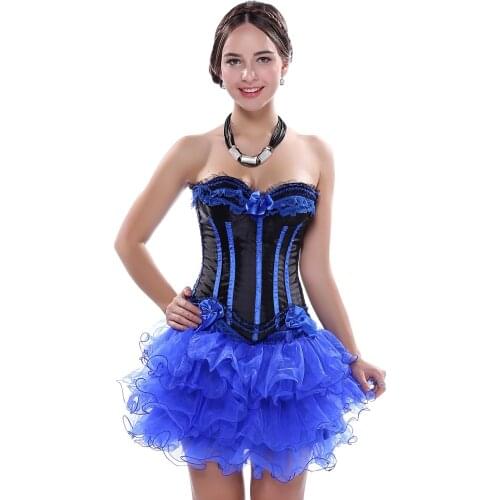 Vintage Sexy Corset Plus Size Overbust Corsets and Bustiers Floral Lace Up Corset Top Pink Red Blue Sexy Lingerie