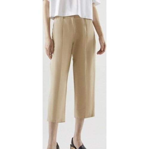 High Waist Womens Cotton and Linen Cropped Trousers Fashion Simple Ladies Casual Elegant Ankle-Length Pants