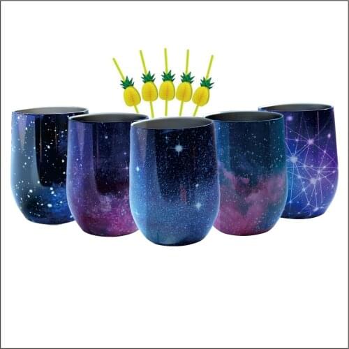 Starry Cup Romantic Thermos 5pcs Pineapple Straw Shining Lover Cups Office/Home 304 Big Belly Cup Teenager Hot Water Thermal Mug