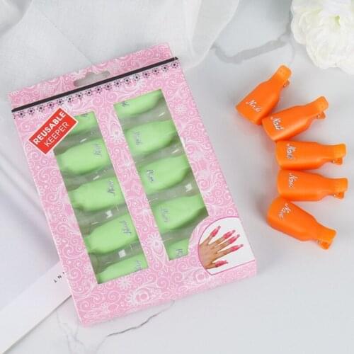 10pcs/Set Nail Polish Remover Durable Plastic Nail Soak Off Cap Clip UV Gel Polish Remover Silicone Wrap Tool Nail Art Tips