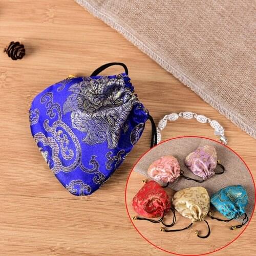 10PCS Jewelry Display Mini Coin Purses Drawstring Bags Chinese Silk Embroidery Packaging bags Women Jewelry Storage Bag Random