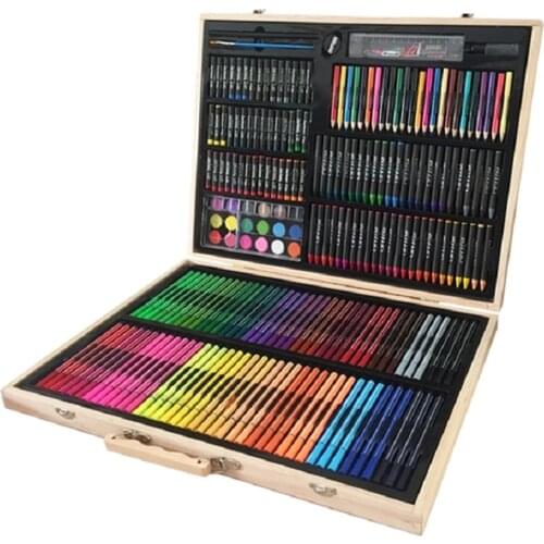 251pcs wooden box with watercolor pen painting set for childrens birthday gift can be washed color pen