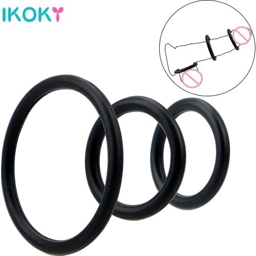 IKOKY 3 PCS Penis Ring Sex Toys for Men Man Strapon Cock Rings Dildo Extender Male Masturbator Machine Sets Erotic Adults Shop