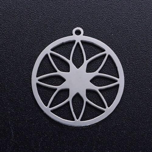 5pcs/lot Boho Yoga Lotus Stainless Steel DIY Charms Wholesale Charm for Bracelet Making Never Rust OEM Charm Accepted