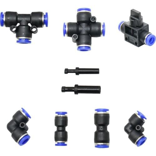 6/8mm Tee Elbow End Plug Cross Straight Hose Connector Pneumatic Pipe Slip-Lock Quick Connector Mist Cooling Pipe Joint