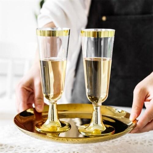 6Pcs/Set Disposable Plastic Red Wine Glass Champagne Flutes Glasses Cocktail Party Wedding Drink Cup Christmas Dessert Mug
