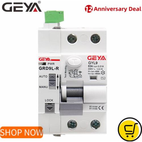 GEYA GRD9L RCCB Recloser with 4 Control Module Smart Residual Current Circuit Breaker 2P 40A 63A 0.03A 0.3A 1A RCD ELCB