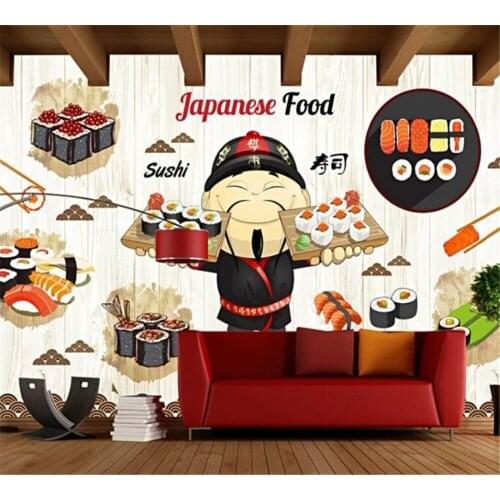Beibehang custom modern personalized wallpaper hand-painted Japanese cuisine sushi background papel de parede papier peint