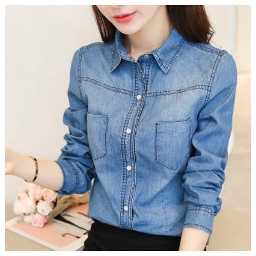 Blouse Women Shirt Denim Shirt Womens Short Spring Autumn Denim Shirt Womens Long Sleeve Blusas Ropa De Mujer