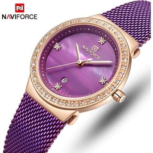 NAVIFORCE Women Watch Top Luxury Brand Fashion Dress Quartz Ladies Watches Stainless Steel Date Female Clock Relogio Feminino