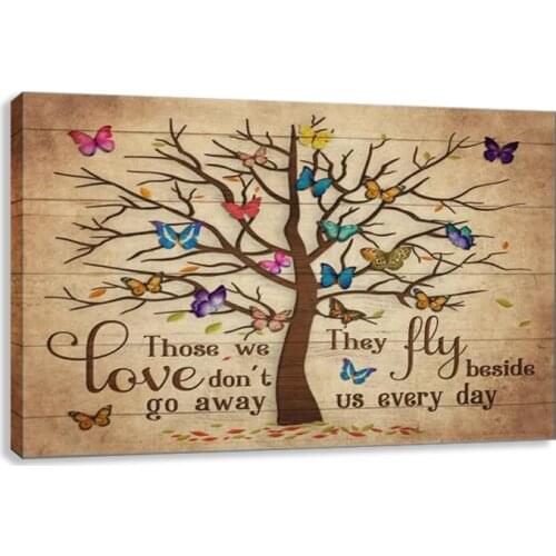 Rustic Motivation Words Posters Art Decor Canvas Painting Tree Butterfly Insect Print Pictures For Living Room Decorative Print