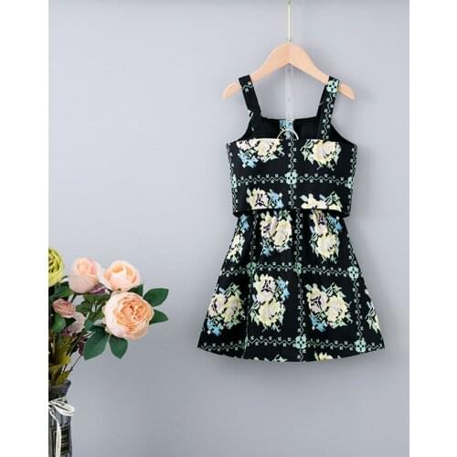 Kids Clothing Girls' Summer Fashion National Style Camisole & Skirt Suit Dress Birthday Party Dresses Boutique Kids Clothing