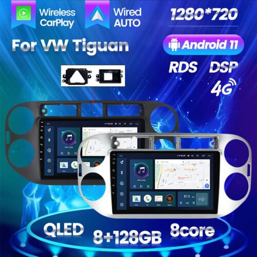 2.5D Touch Screen Android 11 Car Multimedia Radio Player For VW Volkswagen Tiguan 1 NF 2006-2016 GPS Navigation BT WIFI SWC