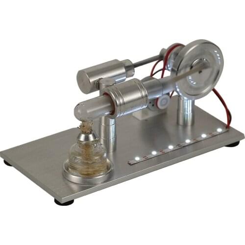 Double-cylinder DIY Stirling Engine External Combustion Engine School Demonstration White Platoon Lamp for Preschool Education T