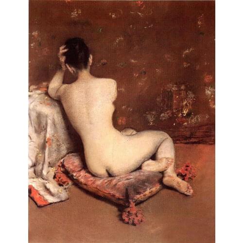 Oil Painting Female Portrait Art Picture The Model Young Girl Seat by William Merritt Chase Painting on Canvas Handpainted