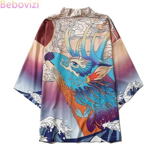 M-XXL Ukiyoe Harajuku Kimono Cosplay for Mens Women Japanese Style Streetwear Robe Japan Cardigan Top Yukata Haori Clothes