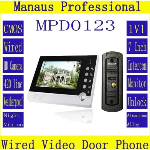 Handfree intercom One to One Video Doorphone Kit Configuration,High Quality Smart Home 7" LCD Screen Video Intercom Phone D123a