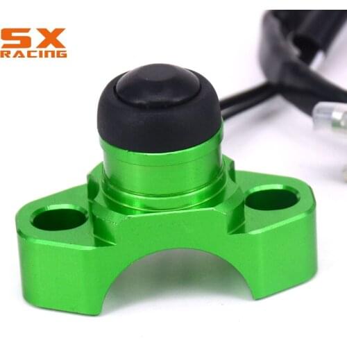Motorcycle Green CNC Universal Kill Switch Stop Start Button For KAWASAKI KX65 85 125 250 500 KX250F KXF250 450 KLX450R KLX150