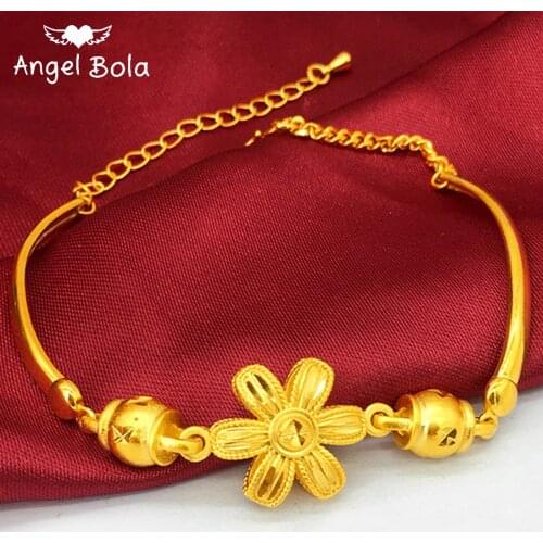 Muslim Fashion New Flower Shaped Arab Ladies Gold Charm Bracelet Luxury Jewelry Wedding Party Couple Gift Wholesale