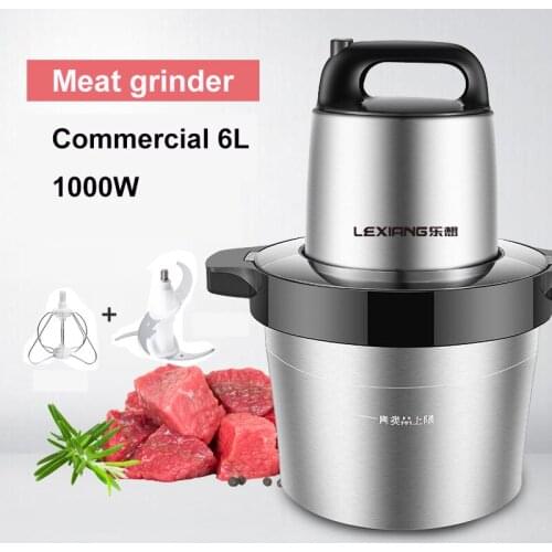 Meat Grinders Large Capacity 6L Grinder Commercial 1000W Electric Mincer Machine Stainless Steel Silver Meat Fish Cutter