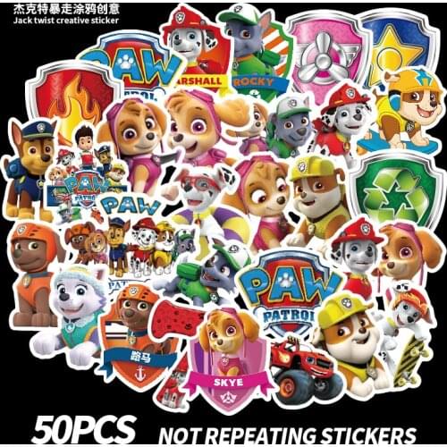 50 pcs Cartoons Paw Patrol Sticker car motorcycle Cell phone Travel luggage trolley notebook computer Waterproof sticker toys