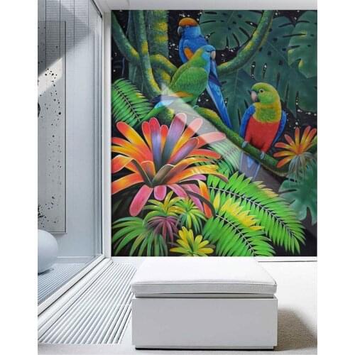 Parrot and flower Wall Wallpaper For Walls 8D wall stickers for living room and TV Wallpaper paper mural 3d Wall Mural decorate