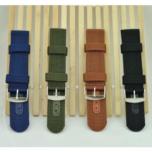 Wholesale 10PCS/lot High quality 24MM Nylon Watch band NATO straps waterproof watch strap (black ,blue,green,brown)- WBZ008